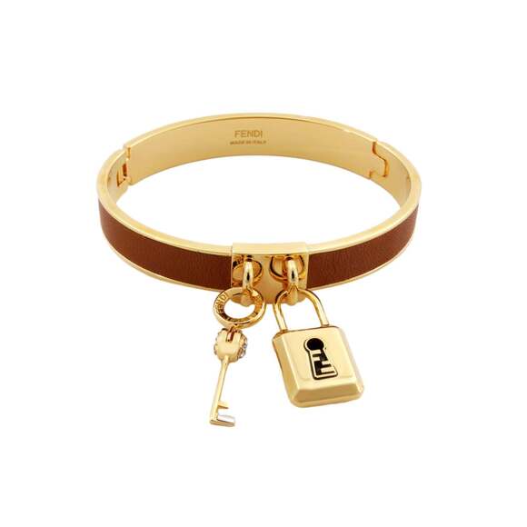 Fendi Jewelry - Fendi Master Key Brandy Leather Gold Medium